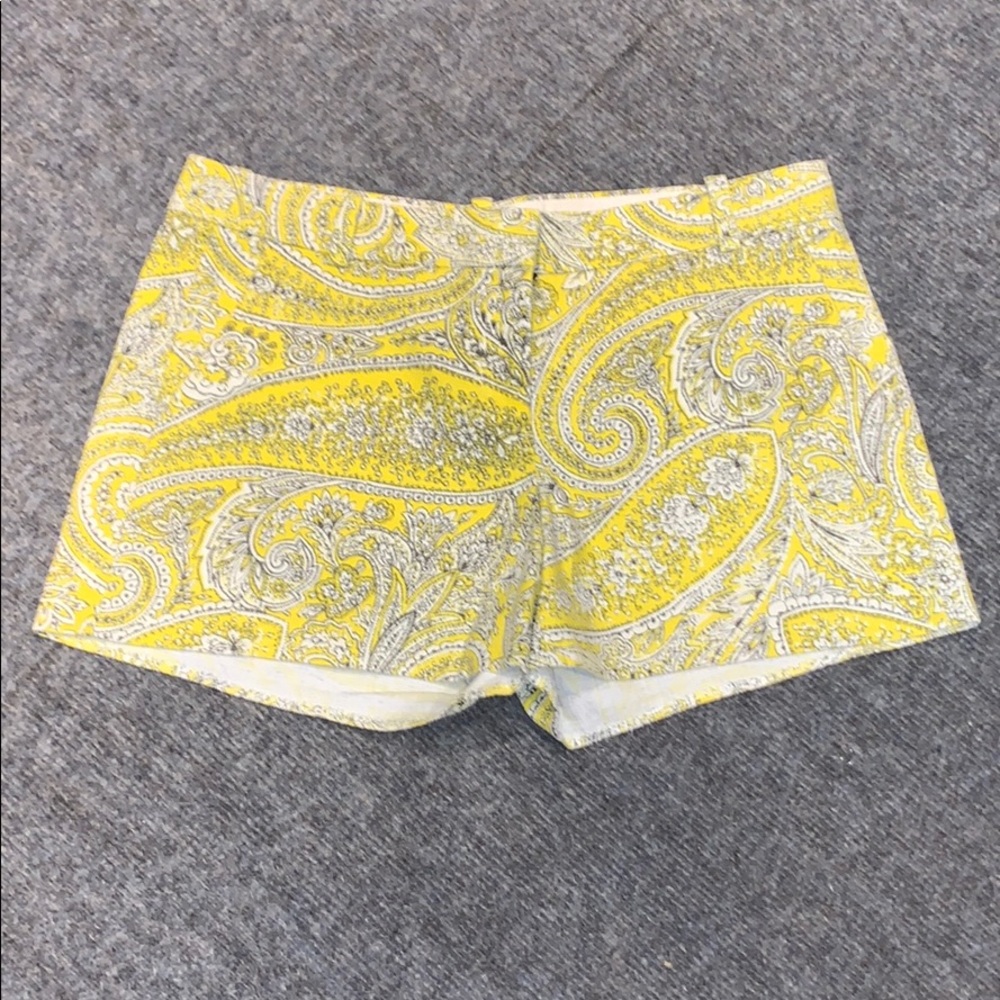 J. Crew Yellow Paisley Shorts US 8